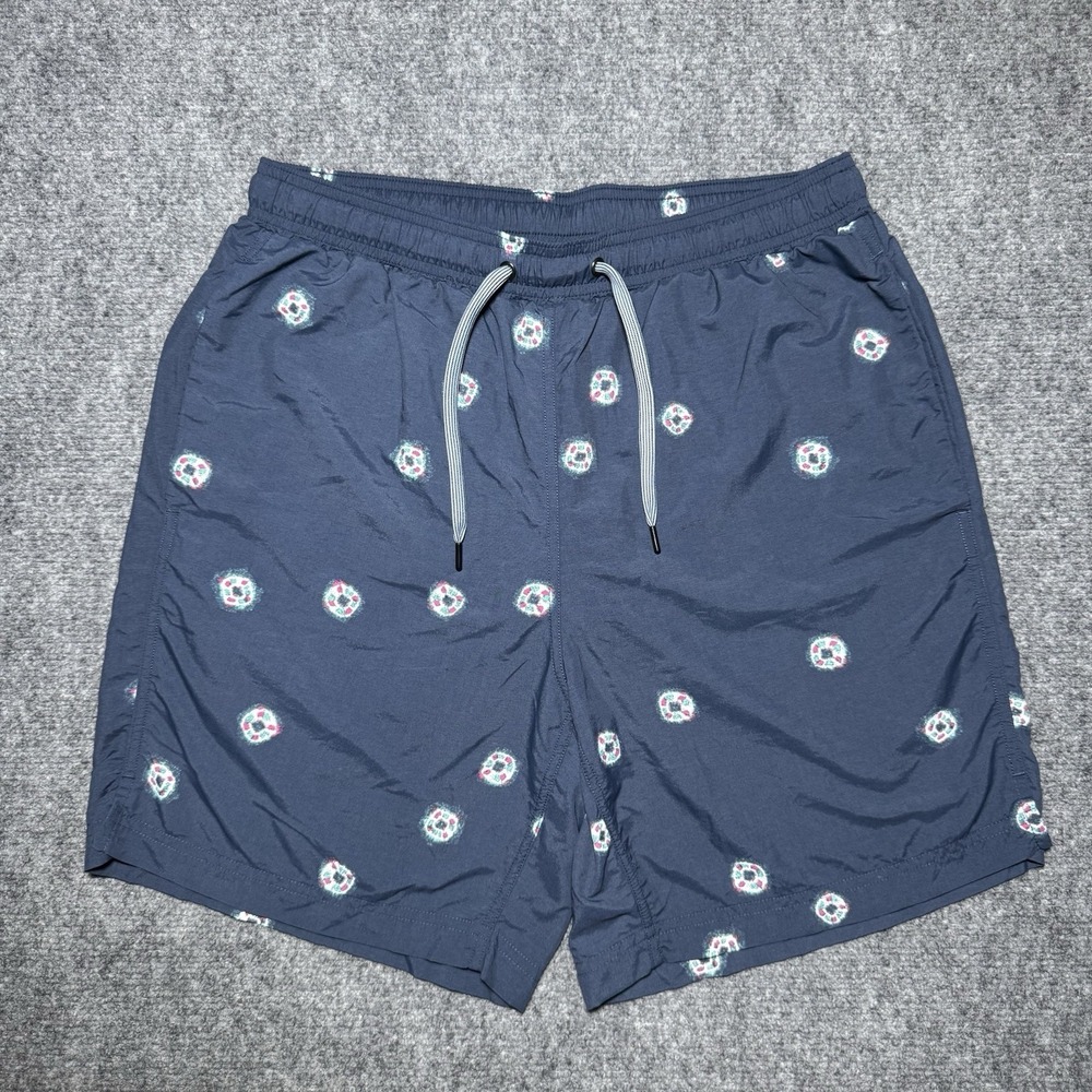 SAXX BallPark Pouch Cannonball 2N1 Swim Shorts Men M Navy Life Preserver Print